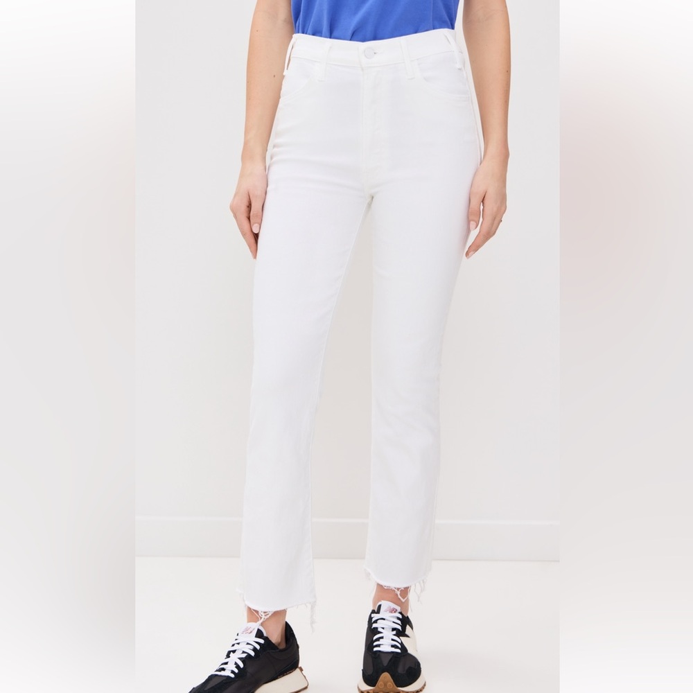 Mother The Hustler Ankle Fray White Jeans